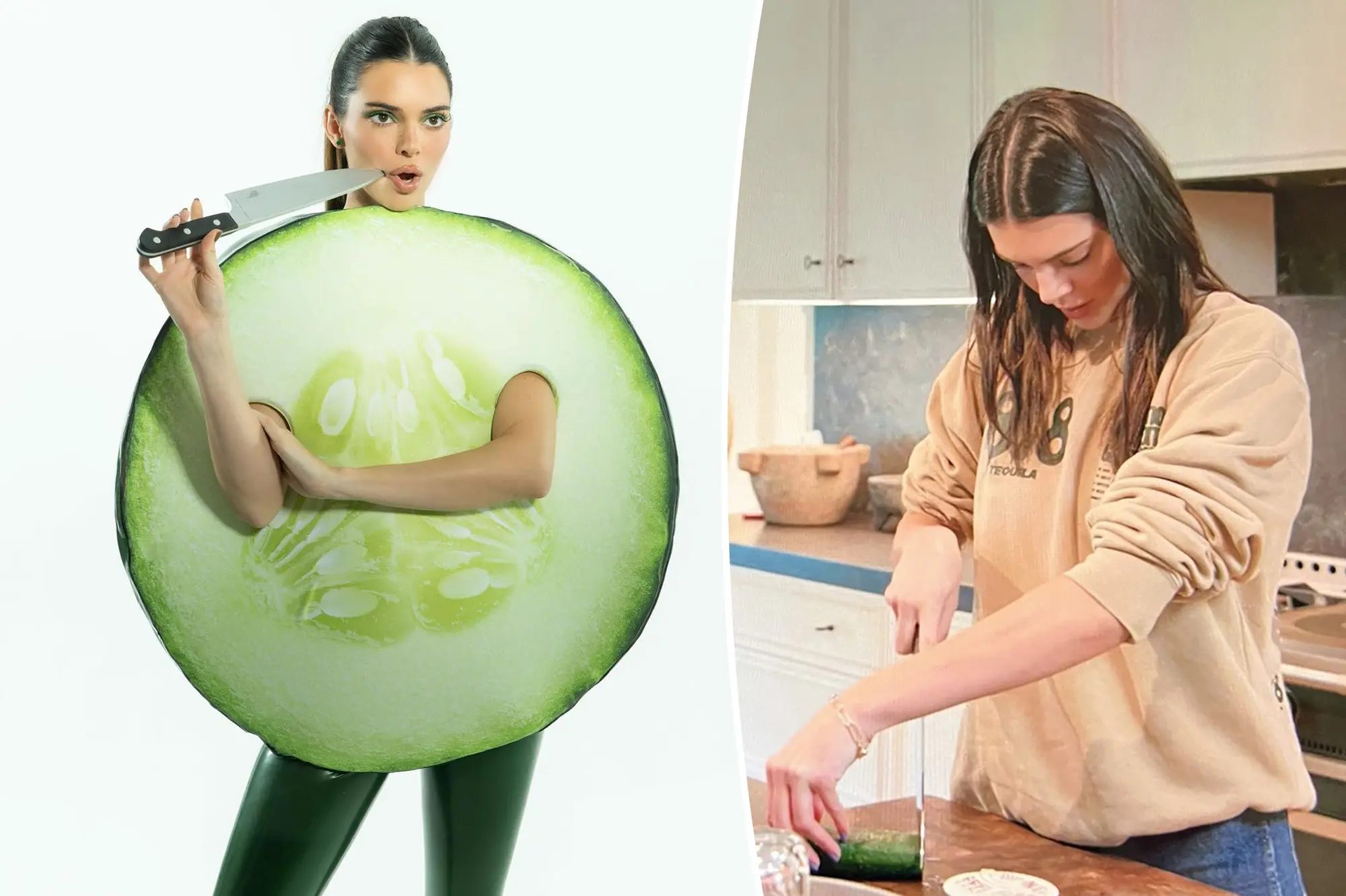 Kendall Jenner Dressed As A Cucumber For Halloween